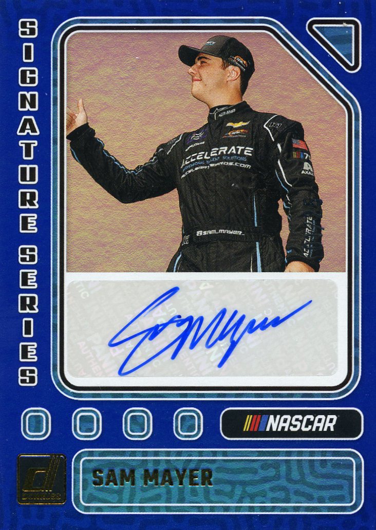Detailed Image of Sam Mayer - 2024 Donruss Racing Signatures Series Blue