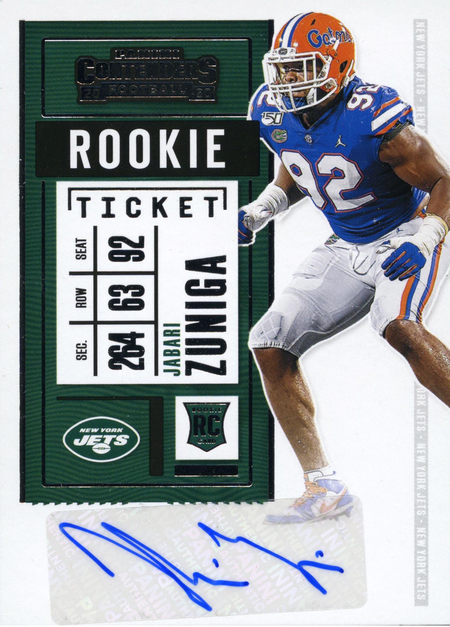 Jabari Zuniga - 2020 Playoff Contenders Rookie Ticket Autographs