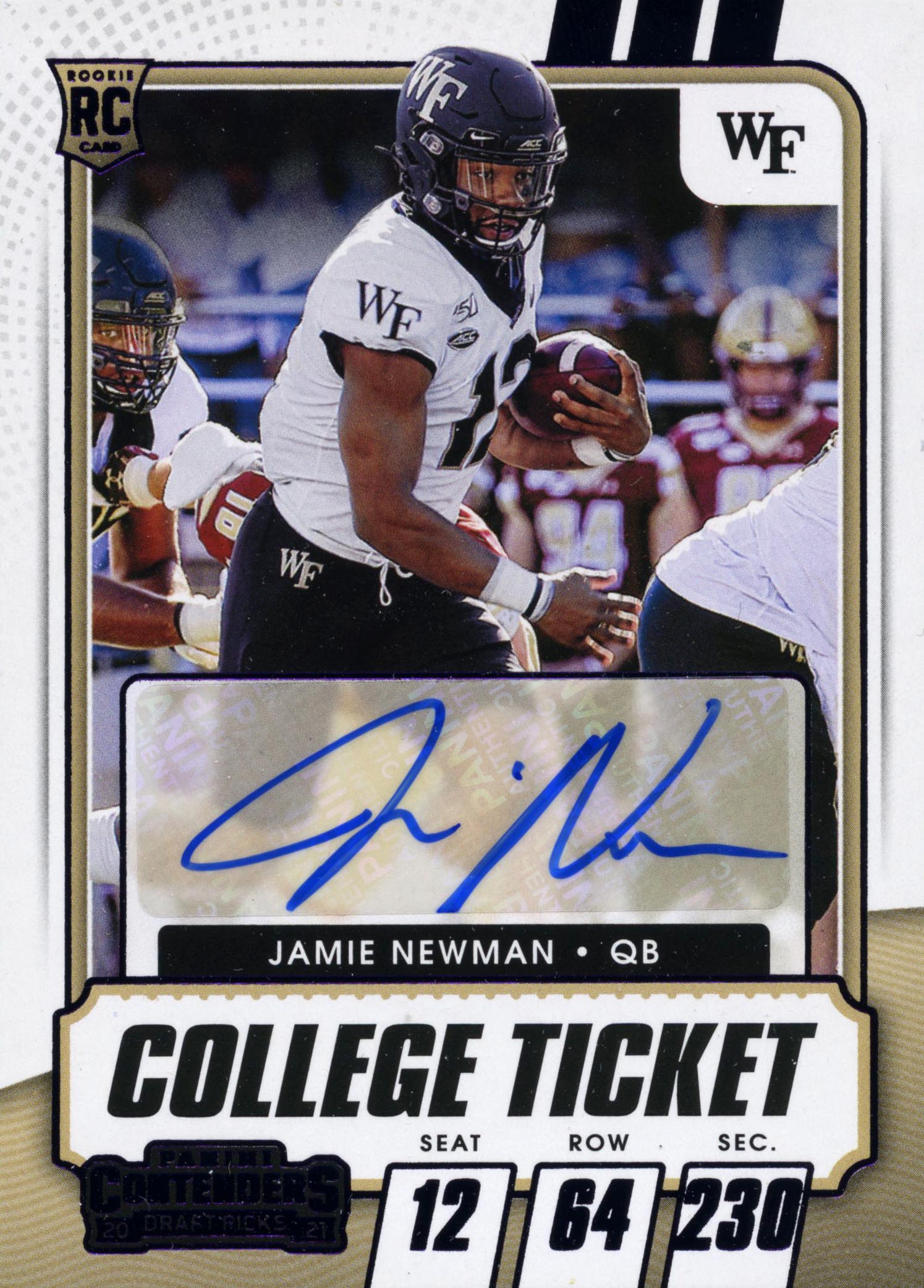 Jamie Newman - 2021 Contenders Draft Picks College Ticket Purple