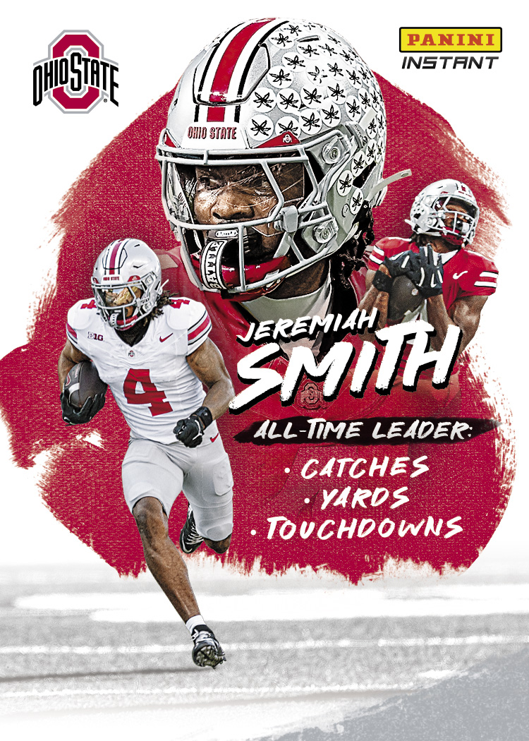 Detailed Image of Jeremiah Smith Record Breaker #RB-JS - 2026 Panini Instant NIL College Football - Base Card 25-pack