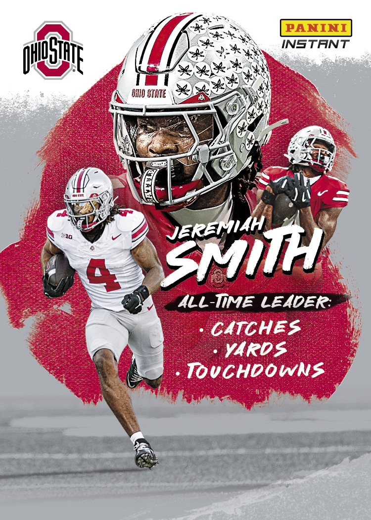 Detailed Image of Jeremiah Smith Record Breaker #RB-JS - 2026 Panini Instant NIL College Football - Grey /25
