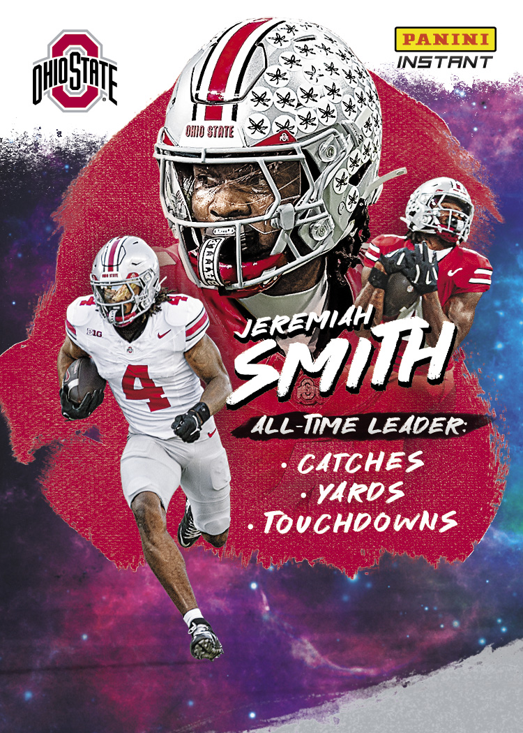 Detailed Image of Jeremiah Smith Record Breaker #RB-JS - 2026 Panini Instant NIL College Football - Galaxy 1/1