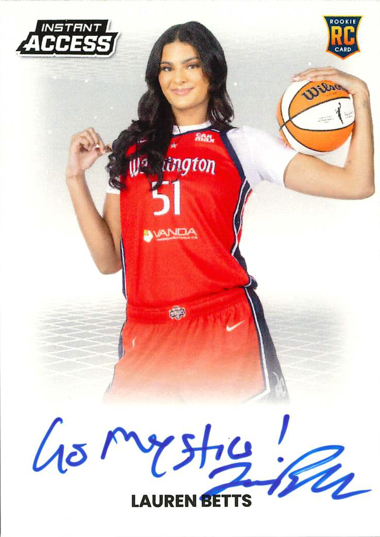Detailed Image of Lauren Betts - 2026 Panini WNBA Instant Access Autographs - /2 with "Go Mystics!" Inscription