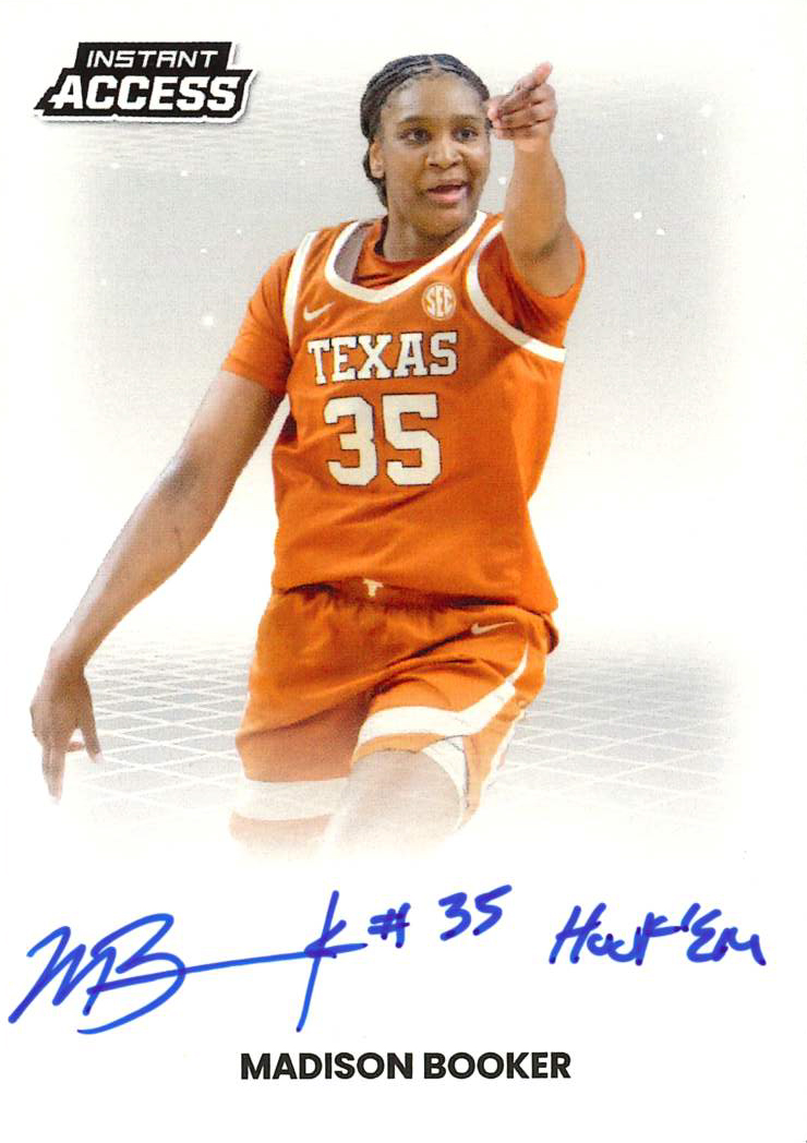 Detailed Image of Madison Booker - 2026 Panini WNBA Instant Access Autographs - 1/1 with "Hook 'Em" Inscription