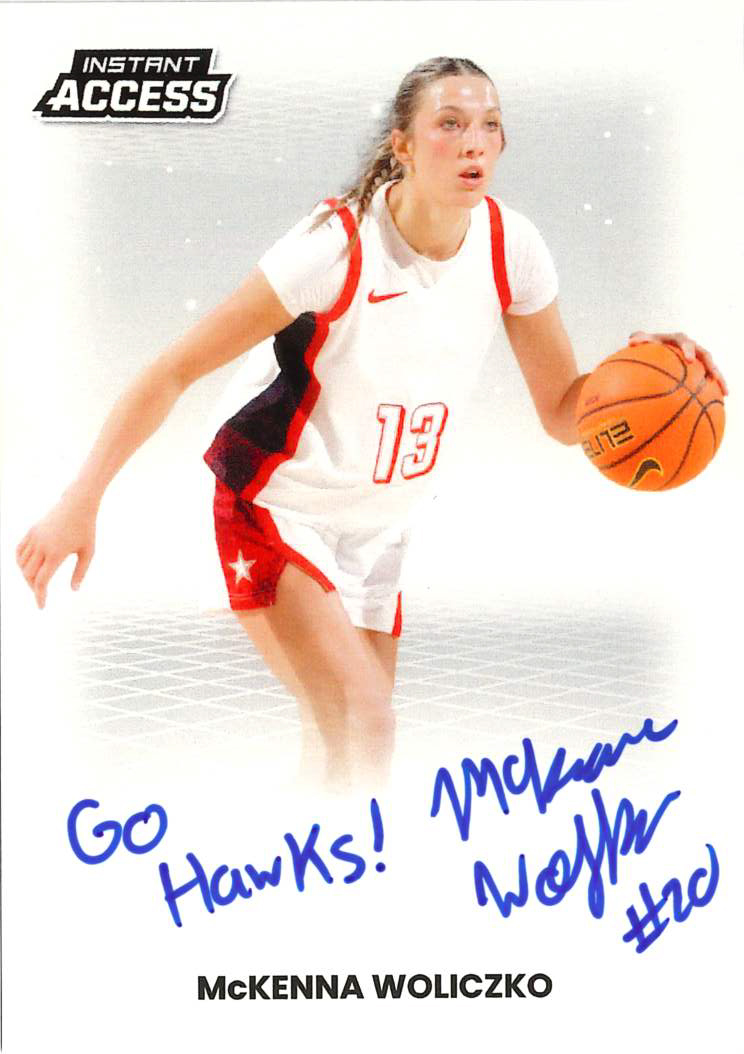 Detailed Image of McKenna Woliczko - 2026 Panini WNBA Instant Access Autographs - 1/1 with "Go Hawks" Inscription