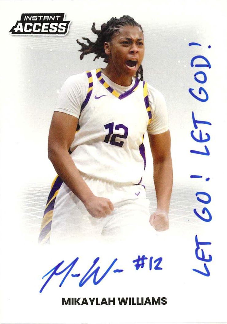 Detailed Image of Mikaylah Williams - 2026 Panini WNBA Instant Access Autographs - 1/1 with "Let Go! Let God!" Inscription