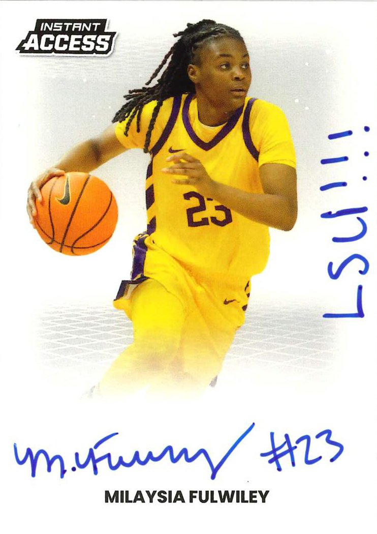 Detailed Image of Milaysia Fulwiley - 2026 Panini WNBA Instant Access Autographs - 1/1 with "LSU!!!" Inscription