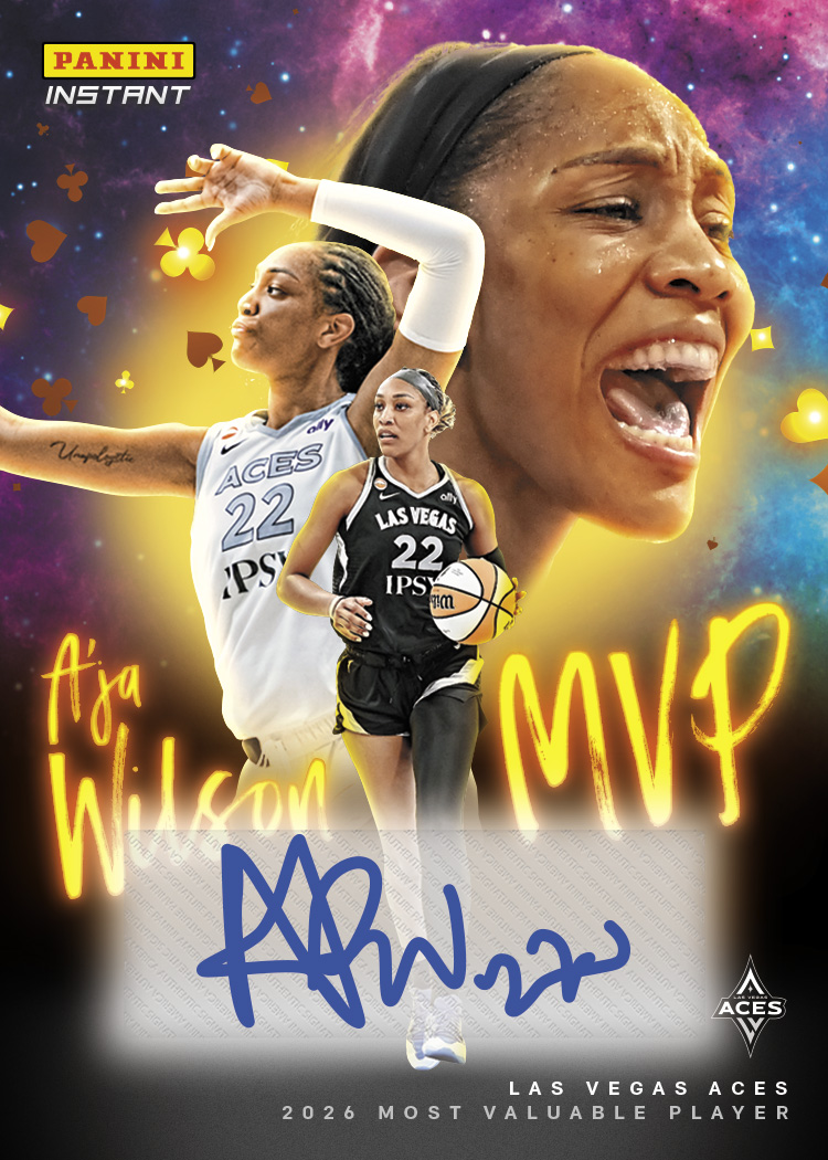 Detailed Image of A'ja Wilson - 2026 Panini Instant WNBA Most Valuable Player - Galaxy 1/1 Auto