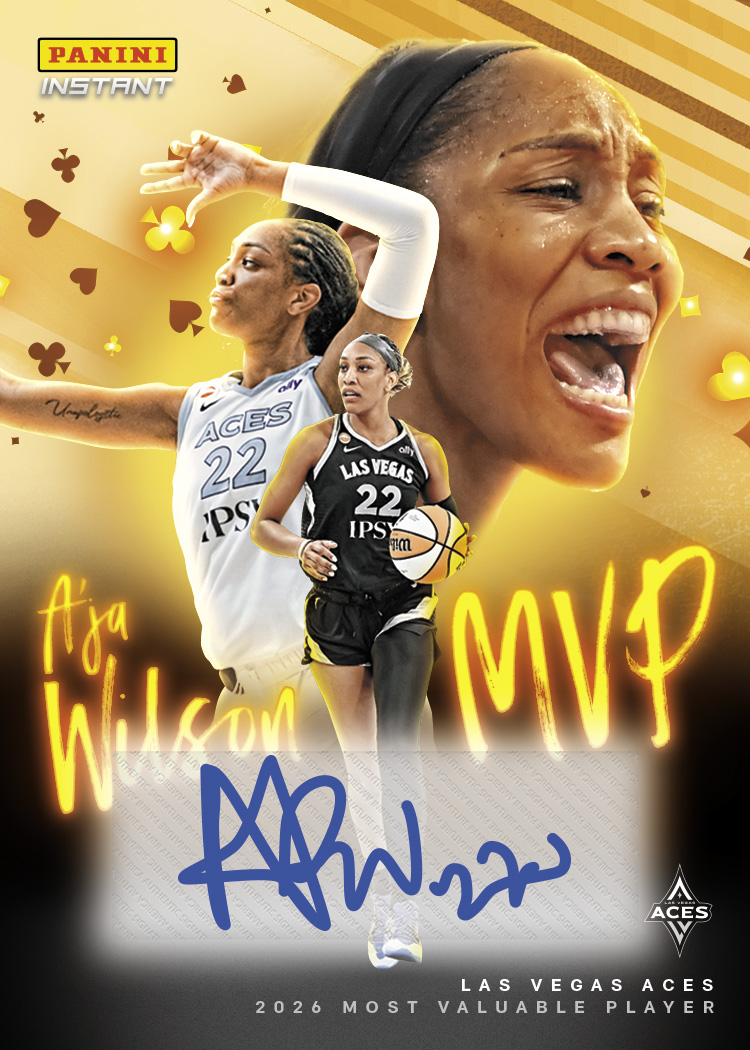 Detailed Image of A'ja Wilson - 2026 Panini Instant WNBA Most Valuable Player - Gold /10 Auto