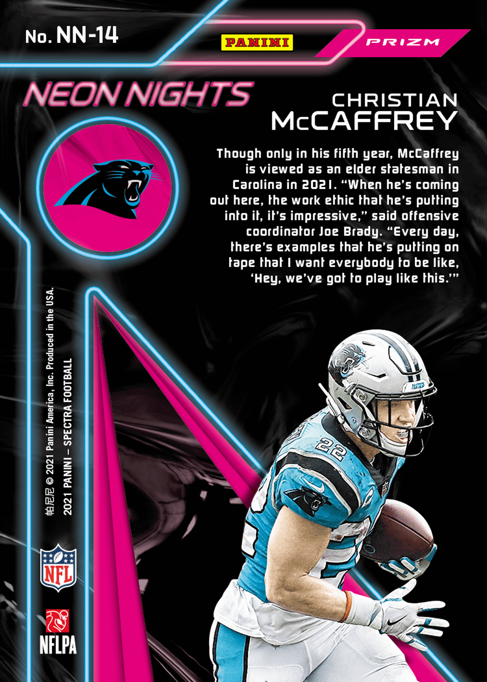 Christian McCaffrey 2021 Panini NFL Sticker Series Mint Card #24