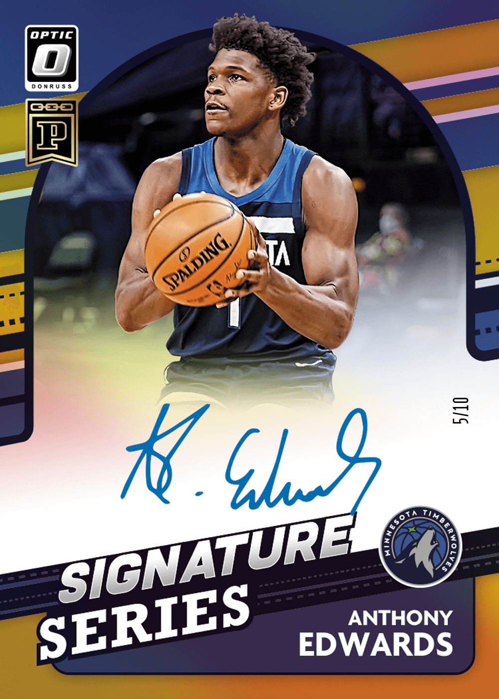 Shop Anthony Edwards 21-22 NBA Donruss Optic Signature Series Gold 