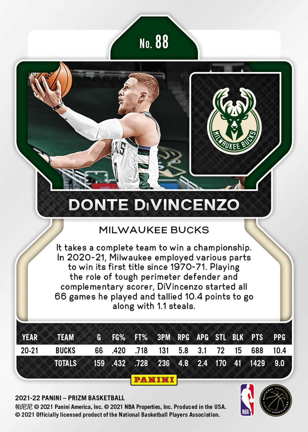  2018-19 Chronicles Playoff Basketball #198 Donte DiVincenzo  Milwaukee Bucks Official NBA Trading Card From Panini America Rookie Card  RC : Collectibles & Fine Art