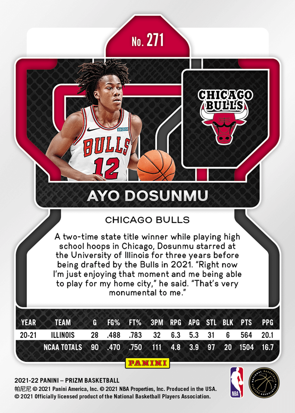 Shop Ayo Dosunmu 21-22 75th Anniversary Prizm NFT Digital Trading