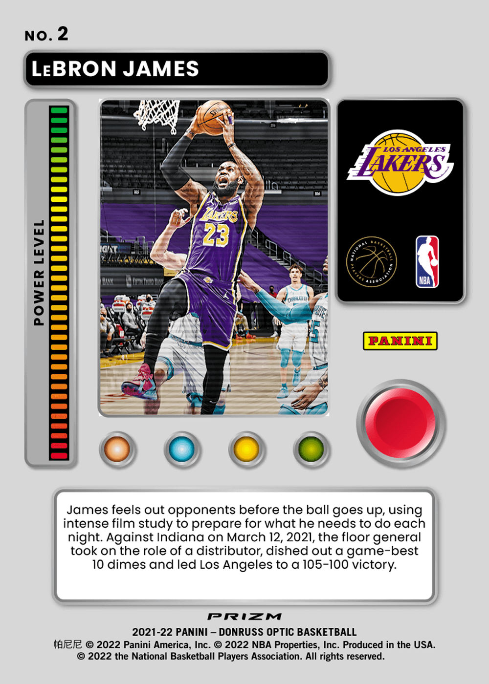 Shop LeBron James 21-22 NBA Donruss Optic T-Minus