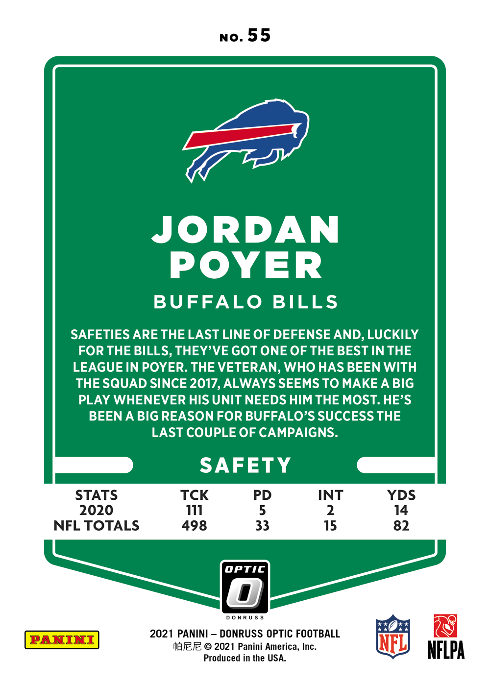 Shop Jordan Poyer 2021 NFL Donruss Optic NFT Digital Trading Cards