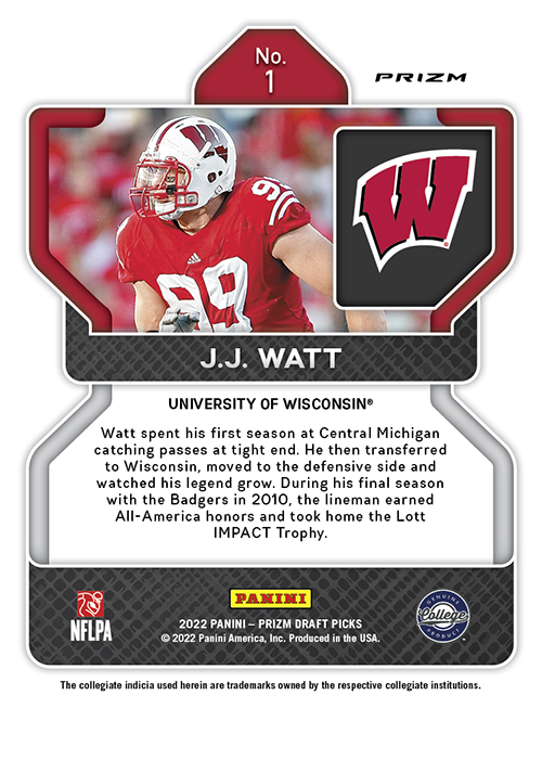 Shop J.J. Watt 2022 NFL Prizm Draft Picks NFT Digital Trading Cards | Panini  America