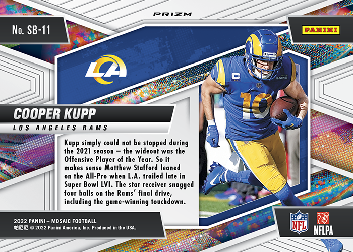 2022 Panini Mosaic NFL Football COOPER KUPP SUPER BOWL LVI MVP Genesis  Prizm 299