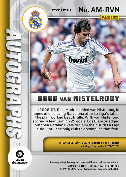 【在庫品】Ruud van Nistelrooy 2021-22 Panini Mosaic Premier League Auto Mosaic！！直筆サインカード！！マンチェスター・ユナイテッド その他