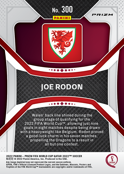 2022 Panini Prizm FIFA World Cup Qatar Joe Rodon #300 Wales Rookie RC