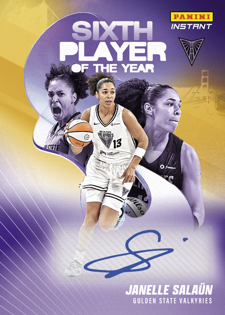 Detailed Image of Janelle Salaun - 2026 Panini Instant WNBA Sixth Player of the Year - Gold /10 Auto