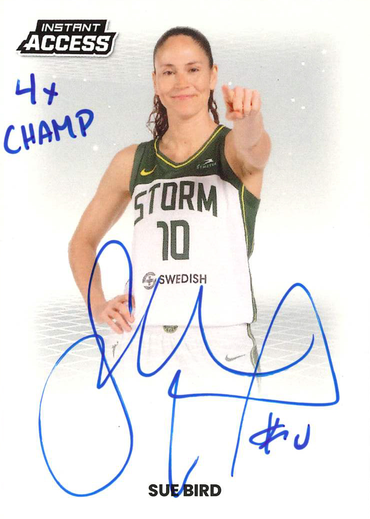 Detailed Image of Sue Bird - 2026 Panini WNBA Instant Access Autographs - 1/1 with "4x Champ" Inscription